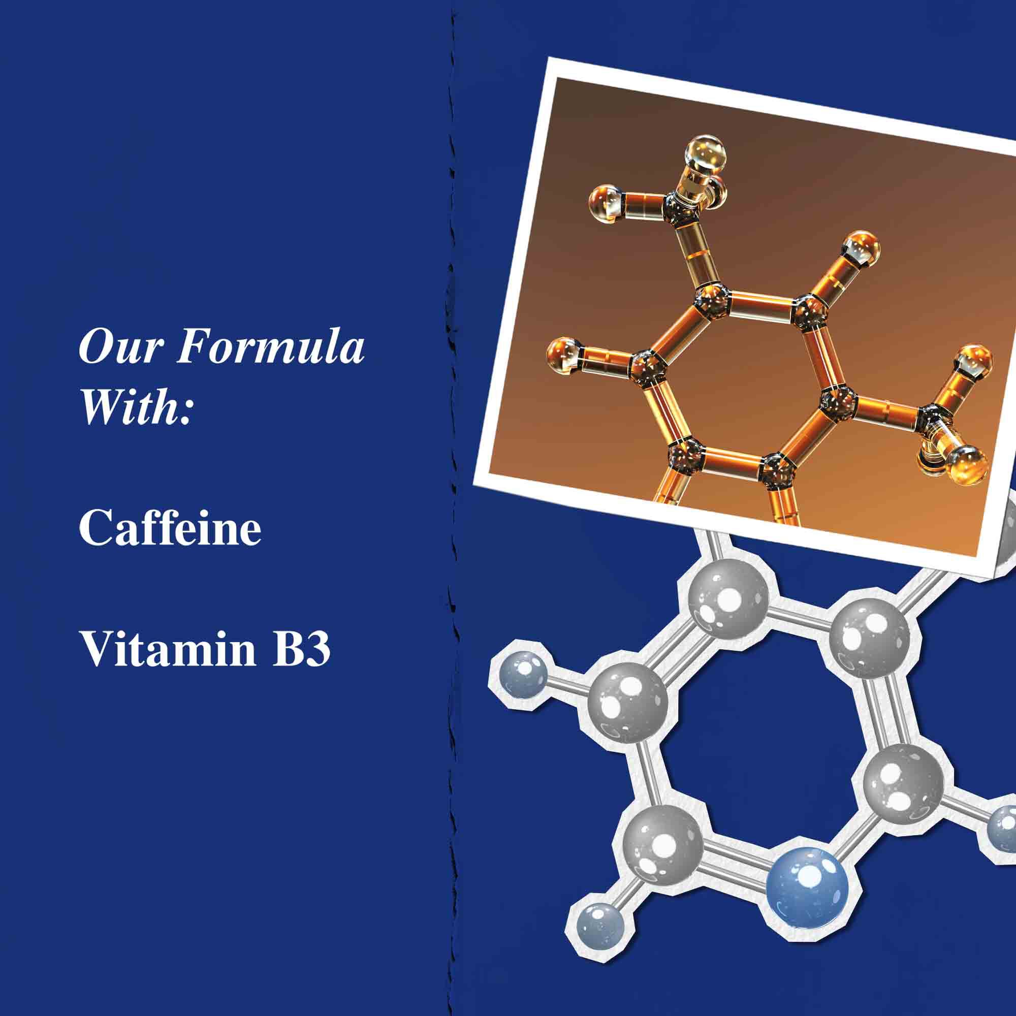 Grafico de ingredientes clave: cafeina y vitamina B3.