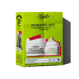 Kiehl's "Hydrating Hits" gift set for face and eye, featuring Ultra Facial Cream and another hydrating cream.