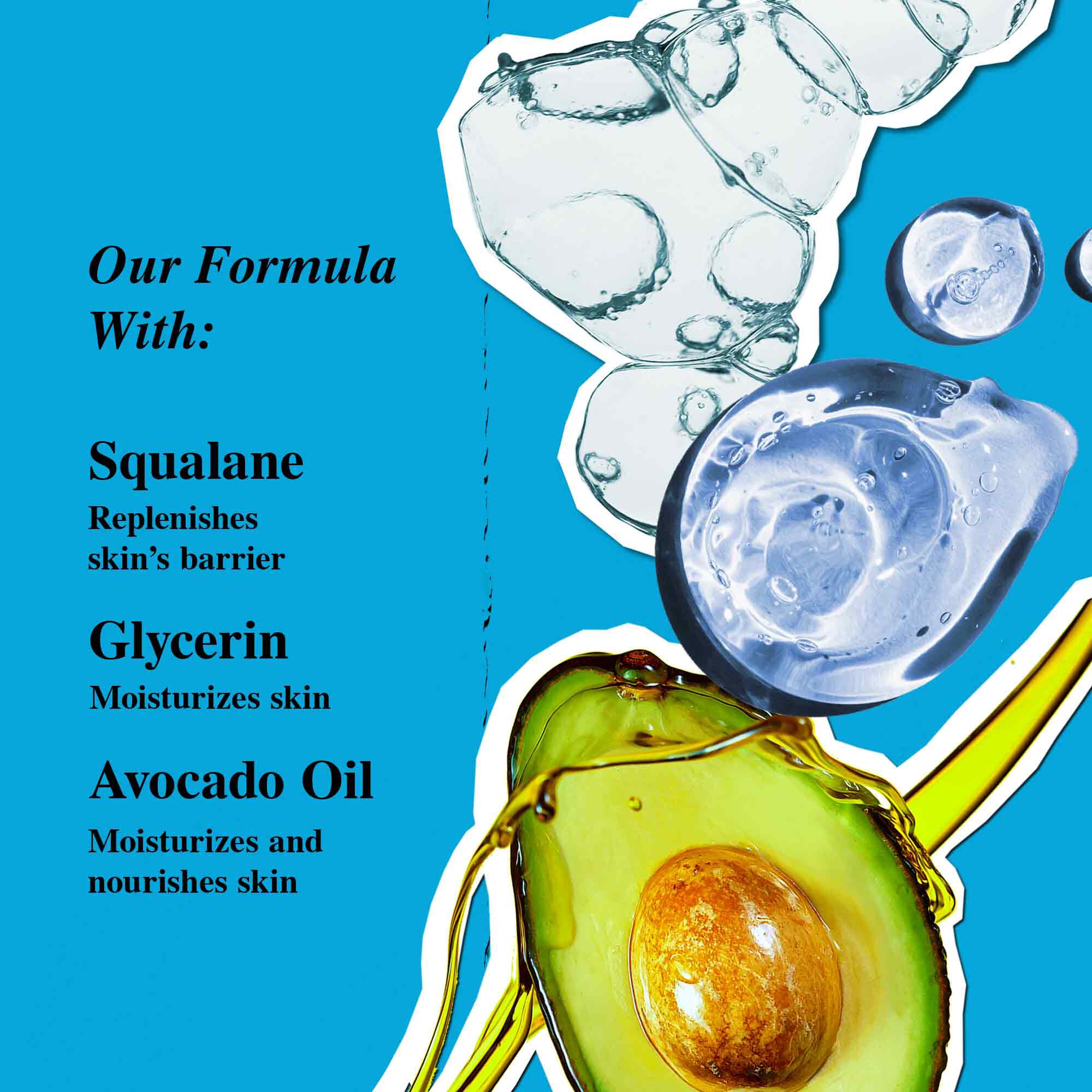Hydration Un-Limited Key Ingredients - Squalane, Glycerin, Avocado Oil