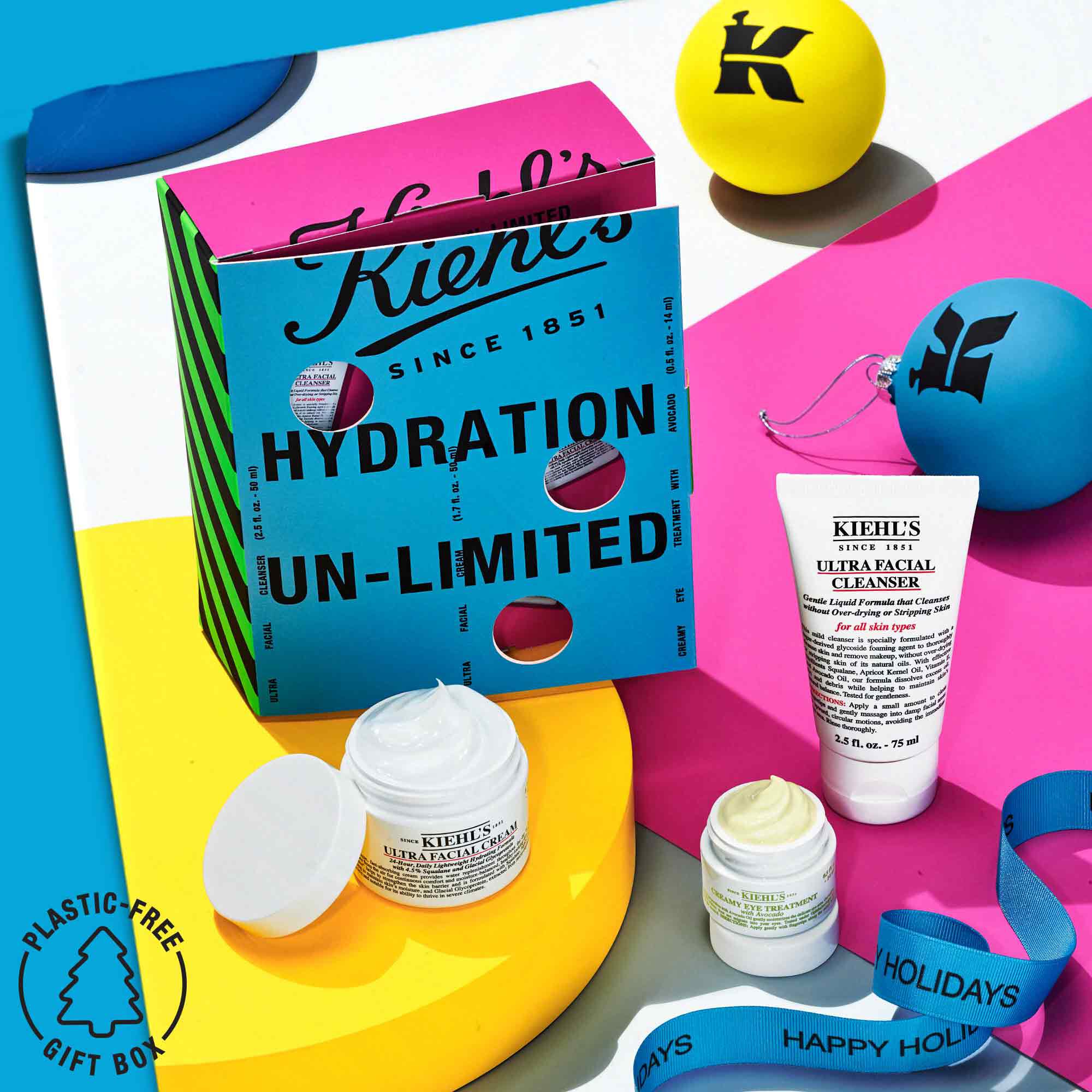 -  Hydration Un-Limited formulas and packaging with a festive background