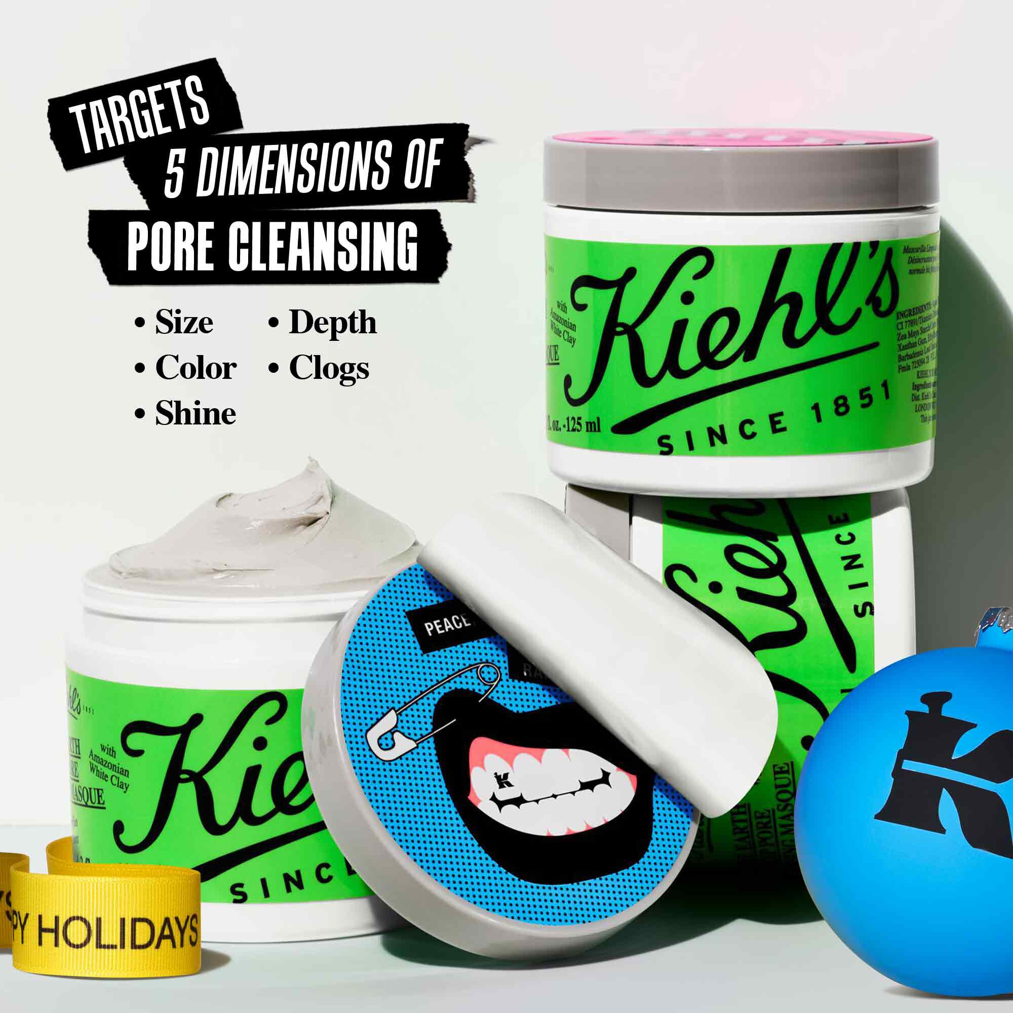 Rare Earth Deep Pore Cleansing Mask jars and the statement- Targets 5 Dimensions of Pore Cleansing 