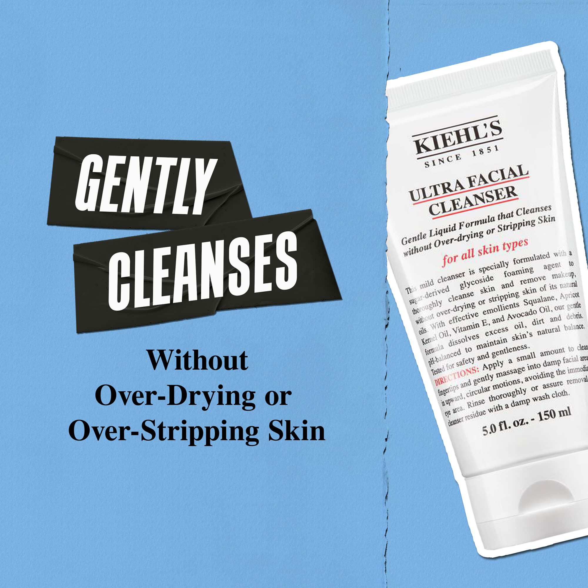 Kiehl's Ultra Facial Cleanser limpia suavemente sin resecar ni despojar la piel de sus aceites naturales