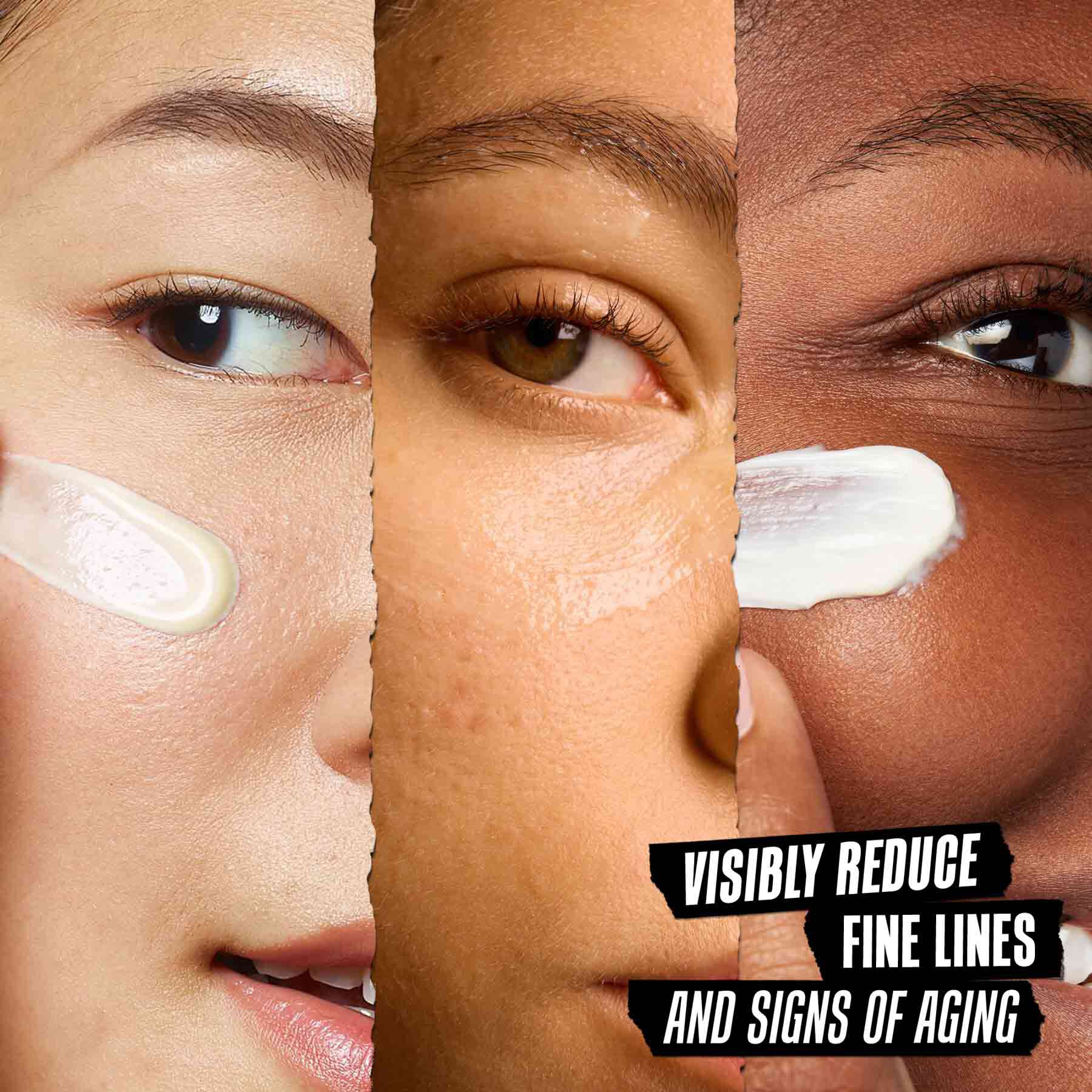 Models with What's Your Age Again? formulas applied to their faces: Visibly Reduce Fine Lines and Signs of Aging 