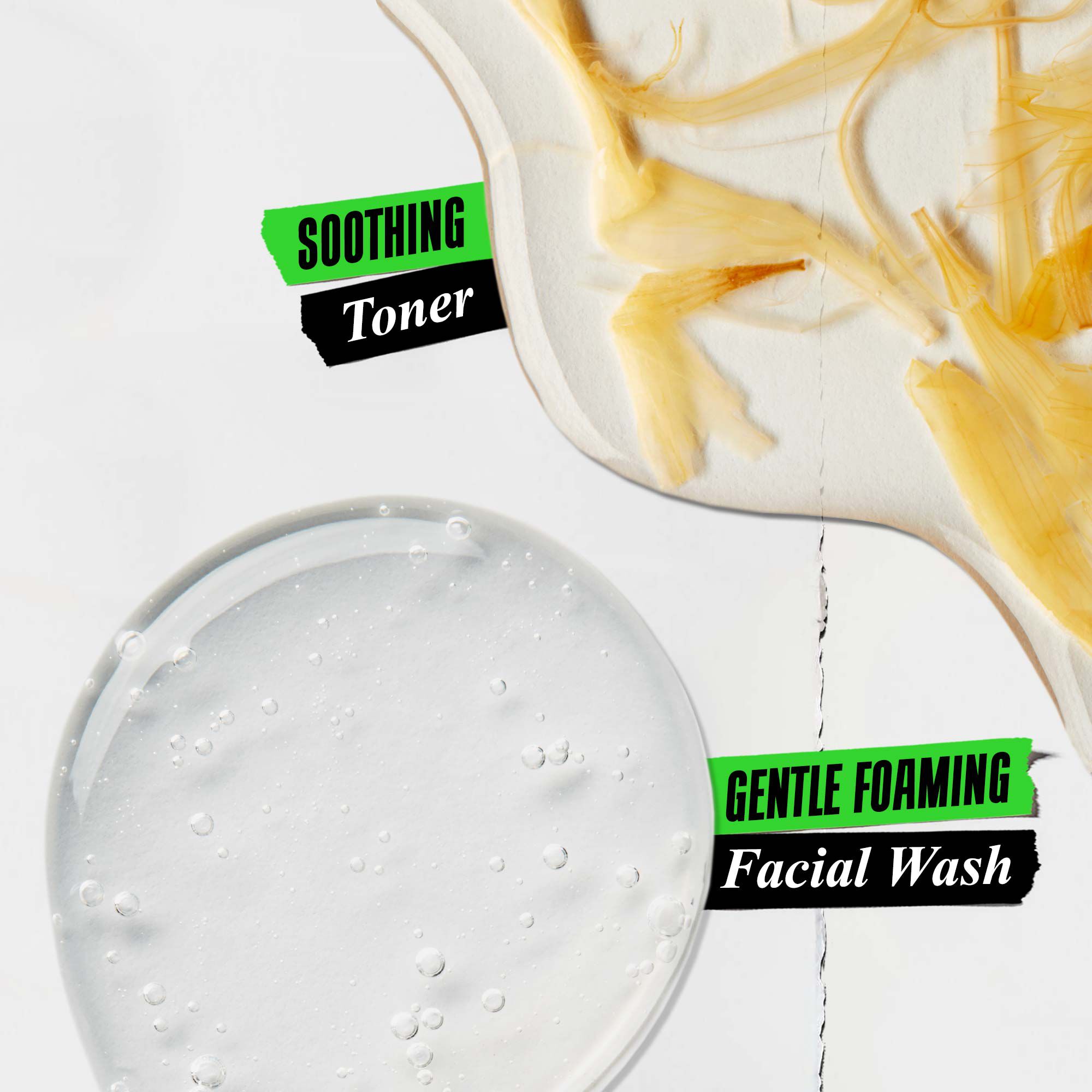Ingredient Close Up Photo– Soothing Toner, Gentle Foaming Face Wash