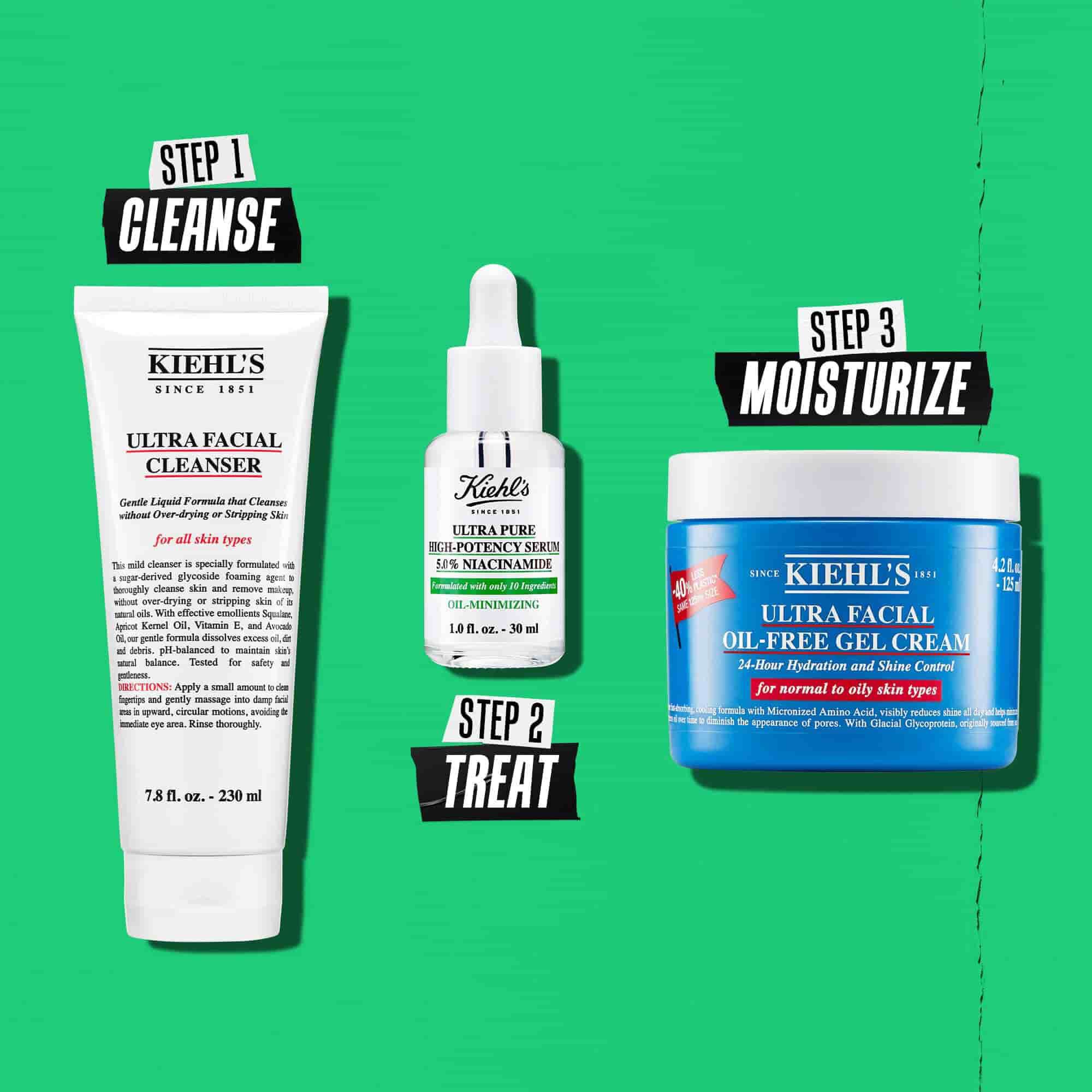 Ilustracion de la rutina de Kiehl's Ultra Pure High-Potency Serum