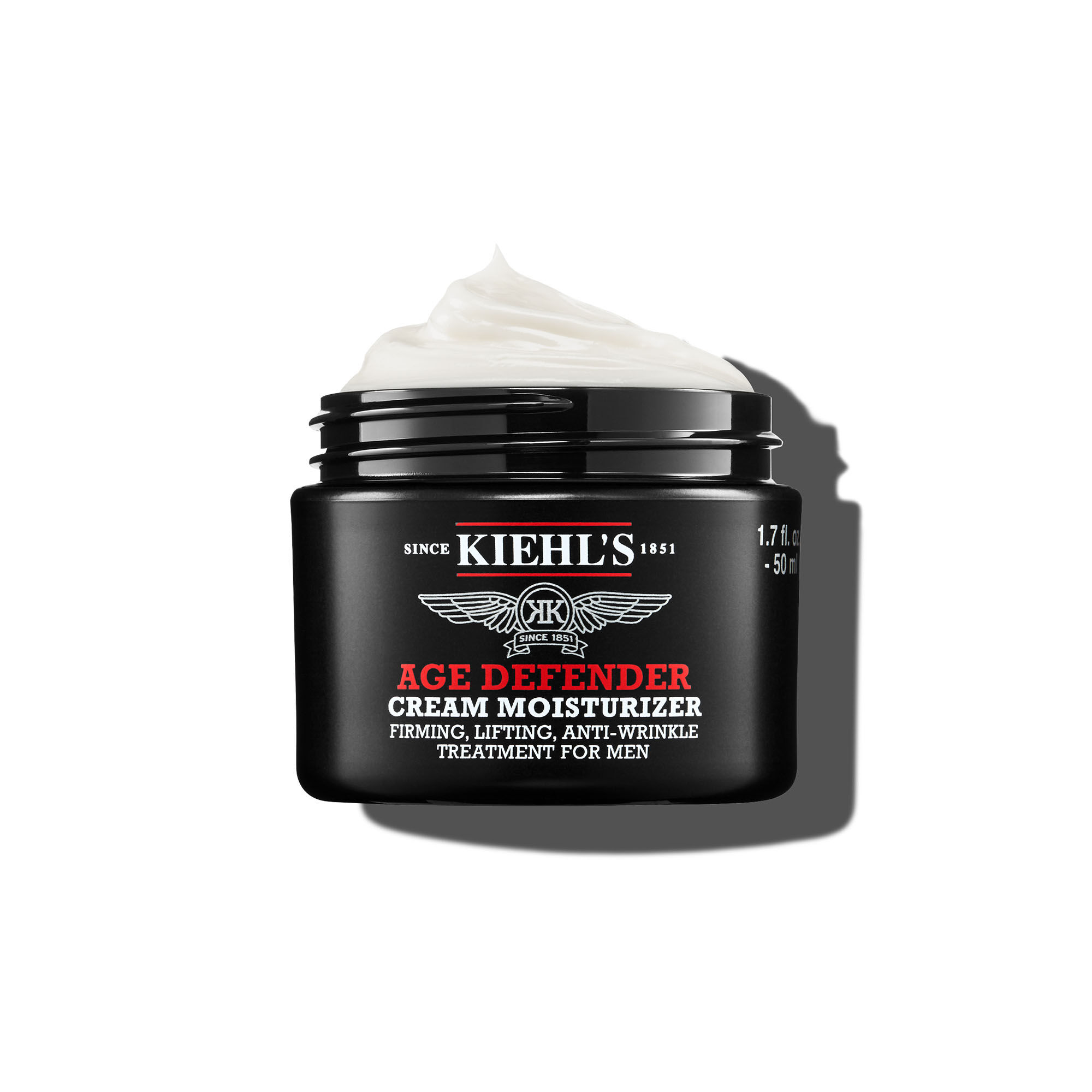 Un tarro de 50 ml de Kiehl's Age Defender Cream Moisturizer sobre fondo blanco.
