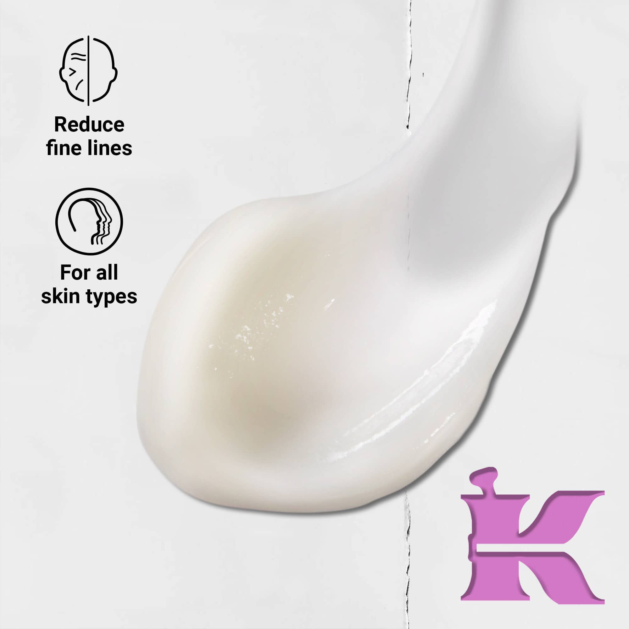 Foto de la textura con iconos: reduce las lineas de expresion y esta formulado para todo tipo de pieles