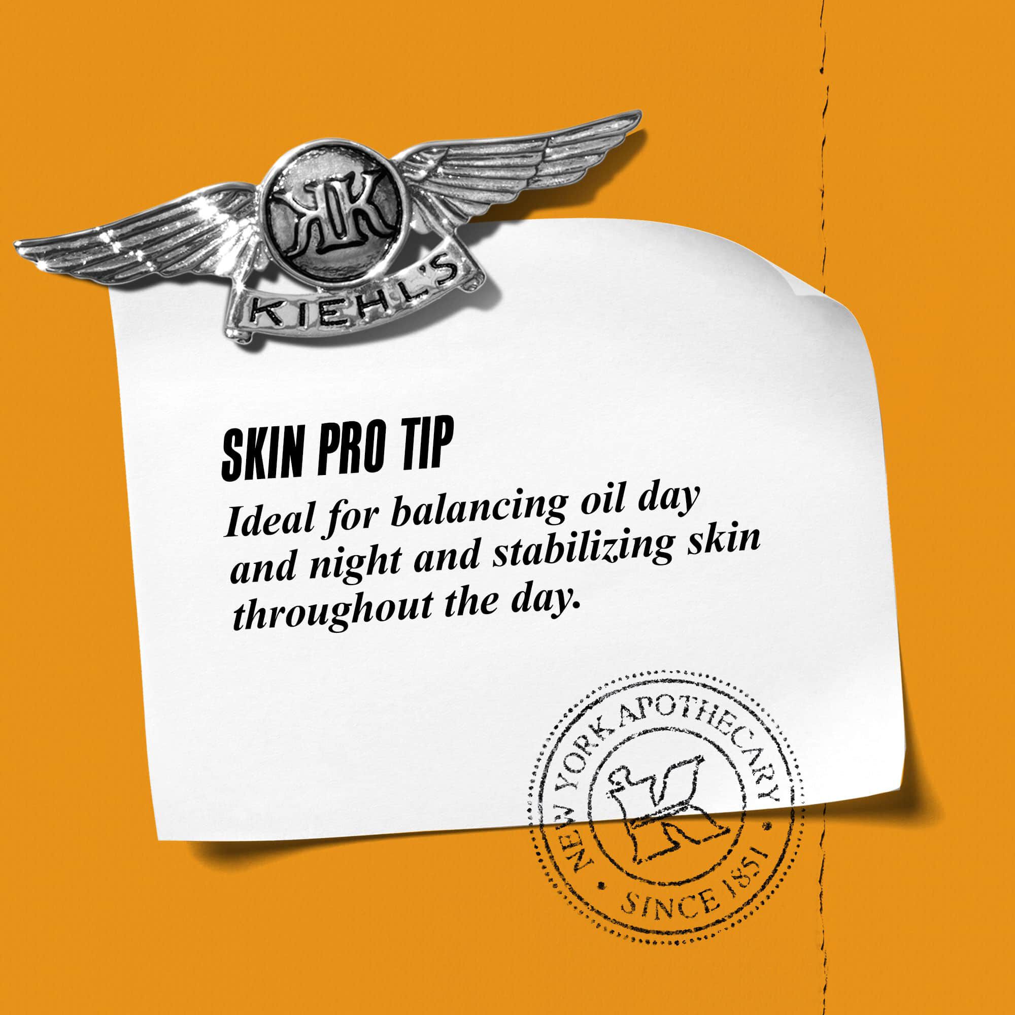 Un grafico con el texto: "Consejo profesional para la piel: Ideal para equilibrar la grasa todo el dia y calmar la piel durante todo el dia", junto a una botella de Calendula Herbal-Extract Toner.