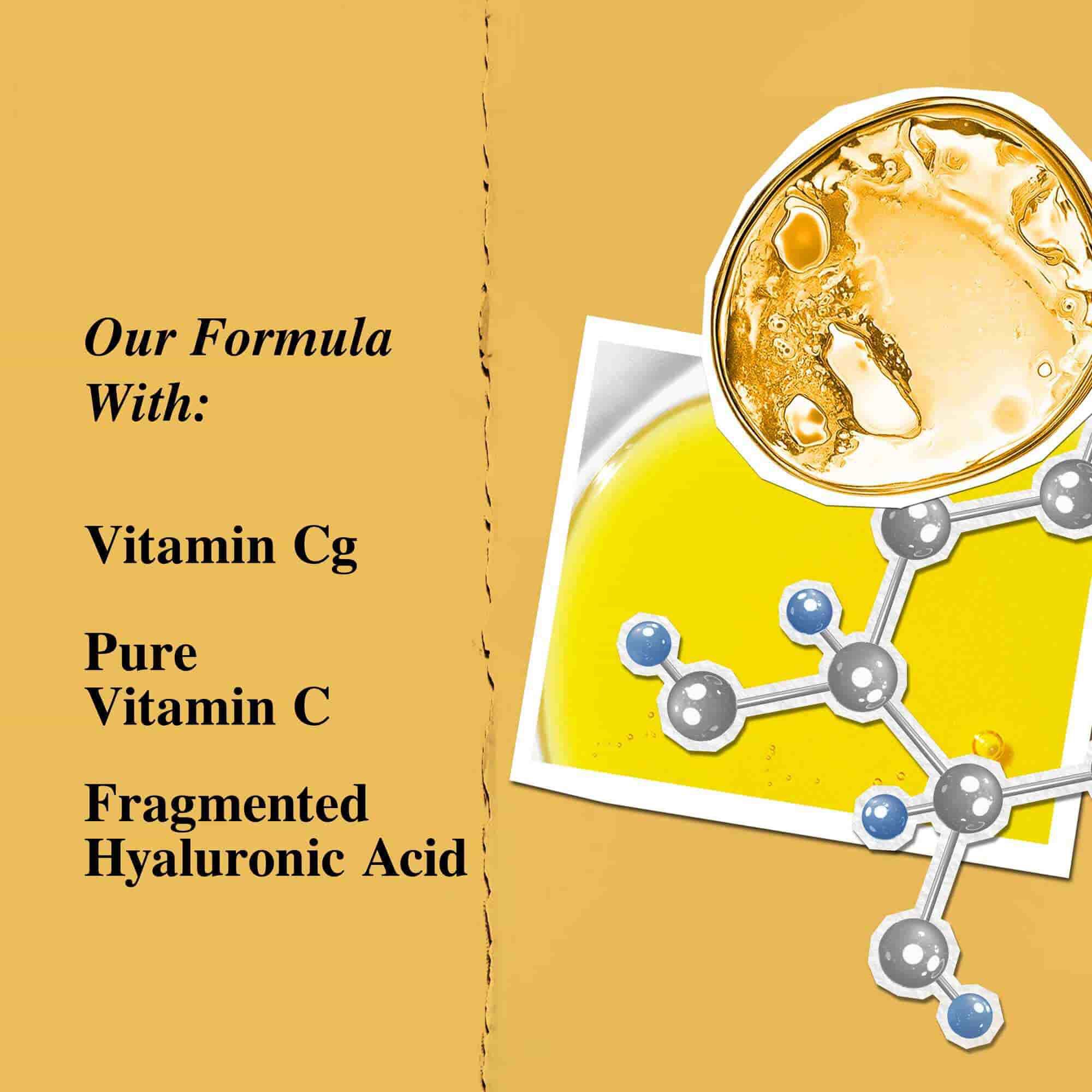 Grafico de ingredientes clave: vitamina Cg, acido hialuronico fragmentado.