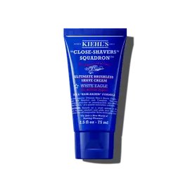 Un tubo de 75 ml de Kiehl's Ultimate Brushless Shave Cream White Eagle sobre fondo blanco.