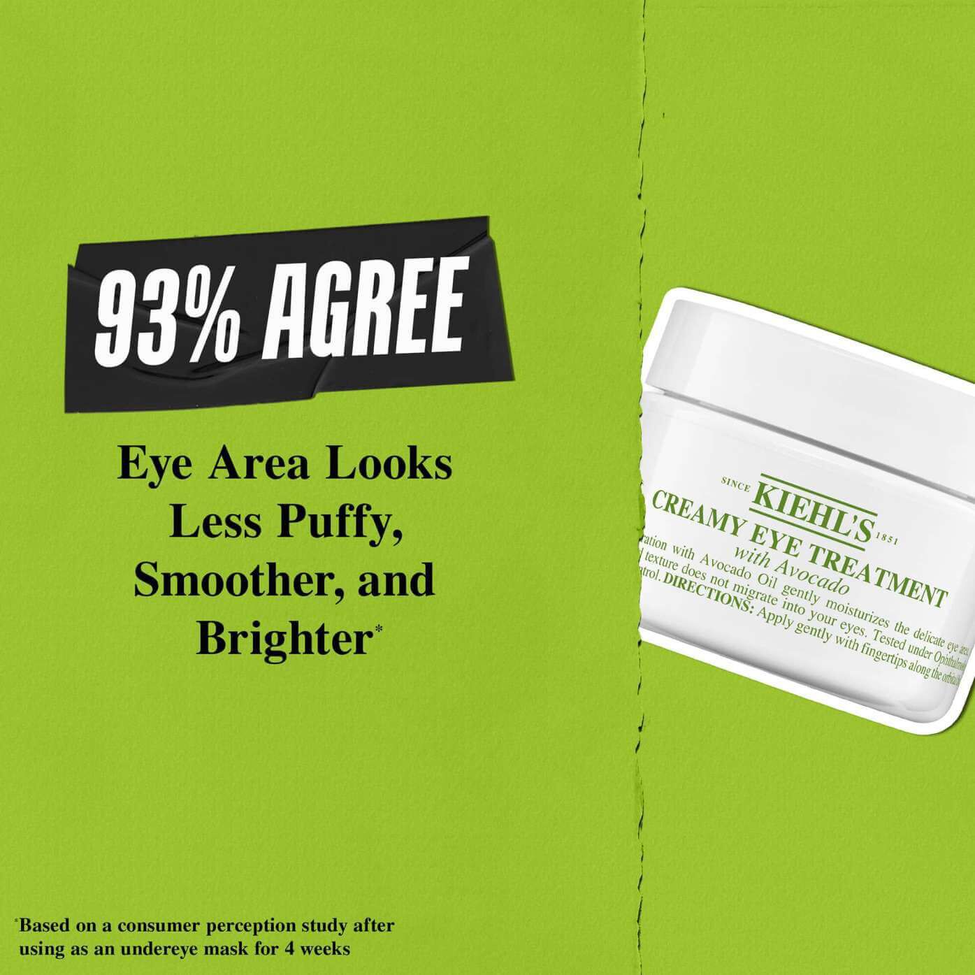 El 93 % afirma que el contorno de ojos se ve menos hinchado, mas suave y luminoso con Creamy Eye Treatment with Avocado
