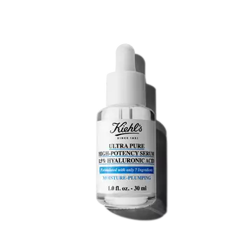 Una botella de 30 ml de Kiehl's Ultra Pure 1.5% Hyaluronic Acid Serum sobre fondo blanco.