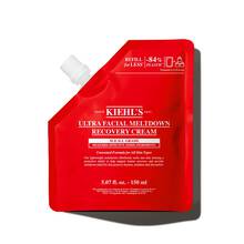 Tarro rojo de Kiehl’s Ultra Facial Meltdown Recovery Cream Whip con textura de crema batida.