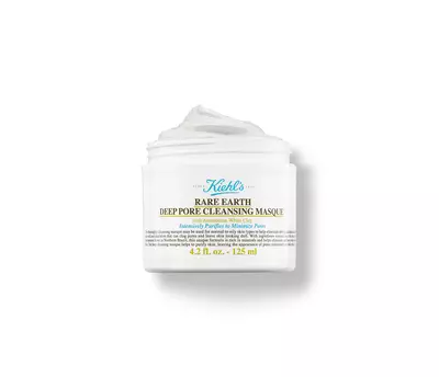 Mascarilla limpiadora de poros profundos de Kiehl's, envase blanco con tapa, contiene arcilla blanca amazonica. 125 ml.