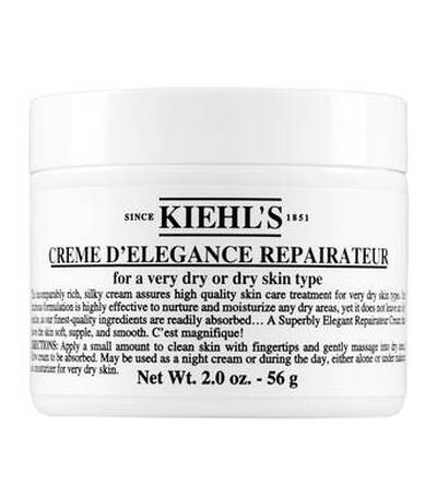Crema reparadora de Kiehl's para piel muy seca, en tarro blanco con tapa, 56 g, recomendada para hidratar intensamente.