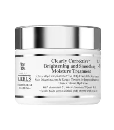 Crema hidratante de Kiehl's para aclarar y suavizar la piel, con ingredientes activos como acido glicolico y abedul blanco.