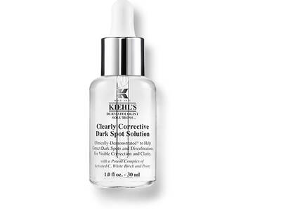 Suero Kiehl's Clearly Corrective para manchas oscuras, en bote transparente con pipeta. Efecto corrector y luminosidad.