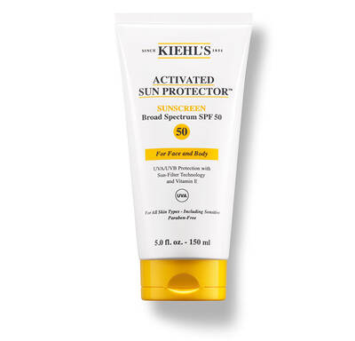 Protector solar Kiehl’s, SPF 50, para cara y cuerpo, con tecnologia de filtro solar y vitamina E. Envase de 150 ml.