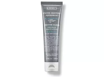Lotion de afeitar Smooth Glider de Kiehl's en tubo gris, disenado para todo tipo de pieles. 150 ml.