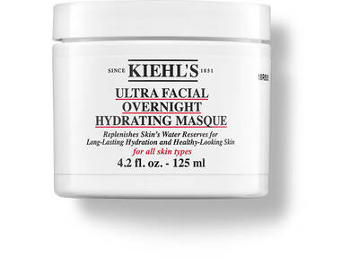 Mascarilla hidratante nocturna de Kiehl's, envase de 125 ml, disenada para todo tipo de pieles y mantener la hidratacion.
