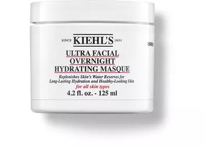 Mascarilla hidratante nocturna de Kiehl's, envase de 125 ml, disenada para todo tipo de pieles y mantener la hidratacion.