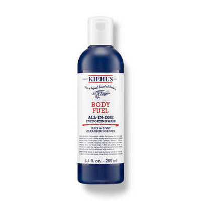Botella de gel de ducha Kiehl's Body Fuel, limpiador energizante 2 en 1 para cabello y cuerpo, 250 ml.