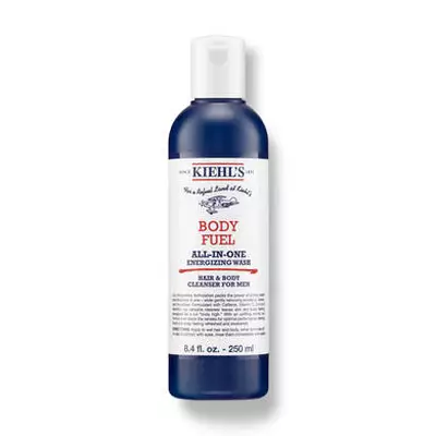 Botella de gel de ducha Kiehl's Body Fuel, limpiador energizante 2 en 1 para cabello y cuerpo, 250 ml.