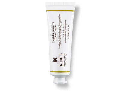 Kiehl's Centella Sensitive Cica Cream in a white tube; a soothing skincare product for sensitive skin.