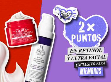 Promocion My Kiehl’s Rewards: doble de puntos en Retinol Serum y Ultra Facial Meltdown exclusiva para miembros.