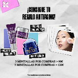 Publicidad Kiehl's: hasta 5 minitallas gratis por compras. 3 por >90€, 5 por >120€. Valido 09/03/2026 al 29/03/2026.