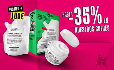 Cofre de hidratacion Ultra Facial de Kiehl's con anuncio de hasta el 35% de descuento en cofres de la marca.