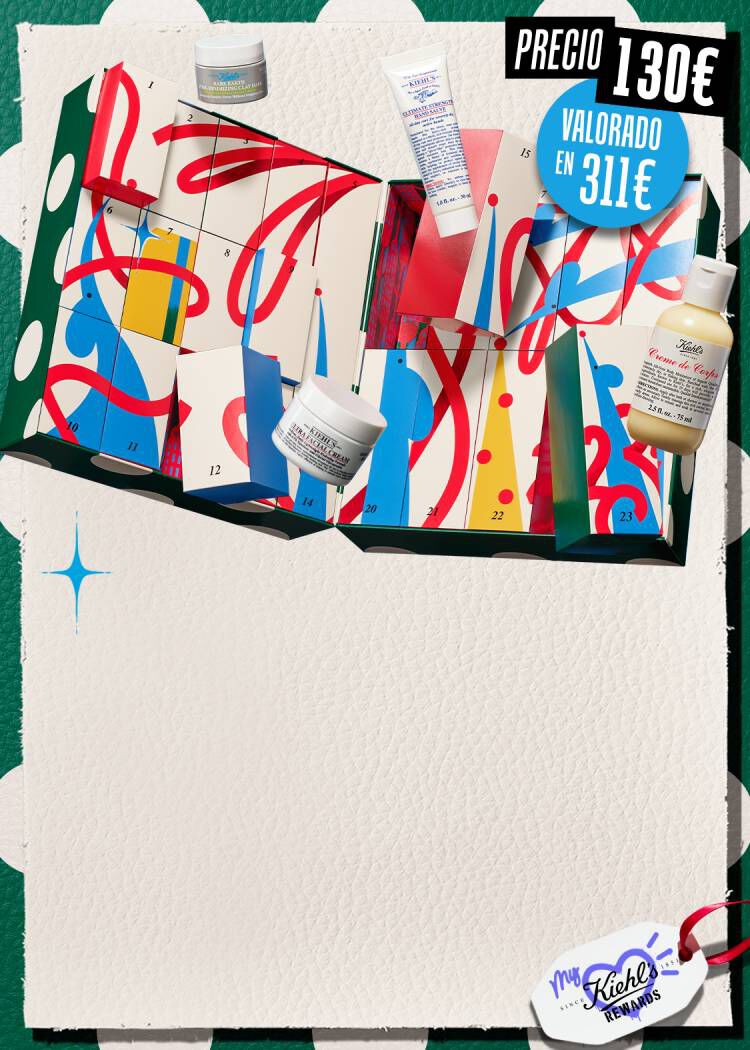 Calendario de Adviento Kiehl's abierto con productos: precio 130€ y valorado en 311€