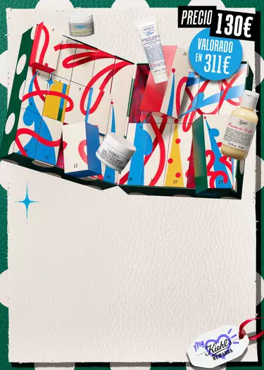Calendario de Adviento Kiehl's abierto con productos: precio 130€ y valorado en 311€
