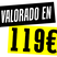 Imagen en la que se muestra un texto. Este texto dice valorado en 119€
