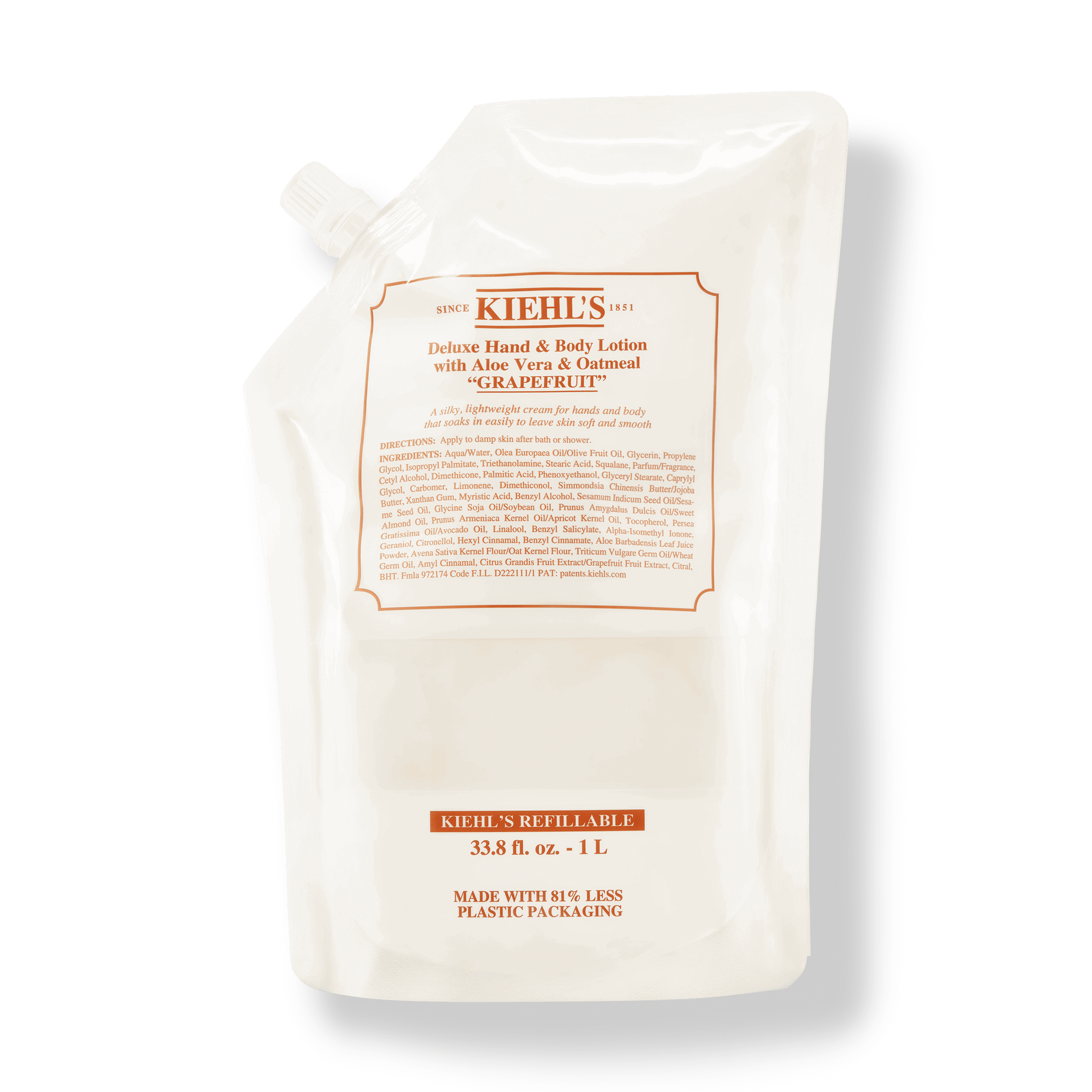 Kiehl%27s Deluxe Hand & Body Lotion with Aloe Vera & Oatmeal 1 L Refillable