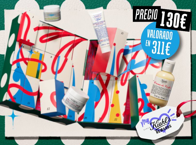 Calendario de Adviento Kiehl's abierto con productos: precio 130€ y valorado en 311€